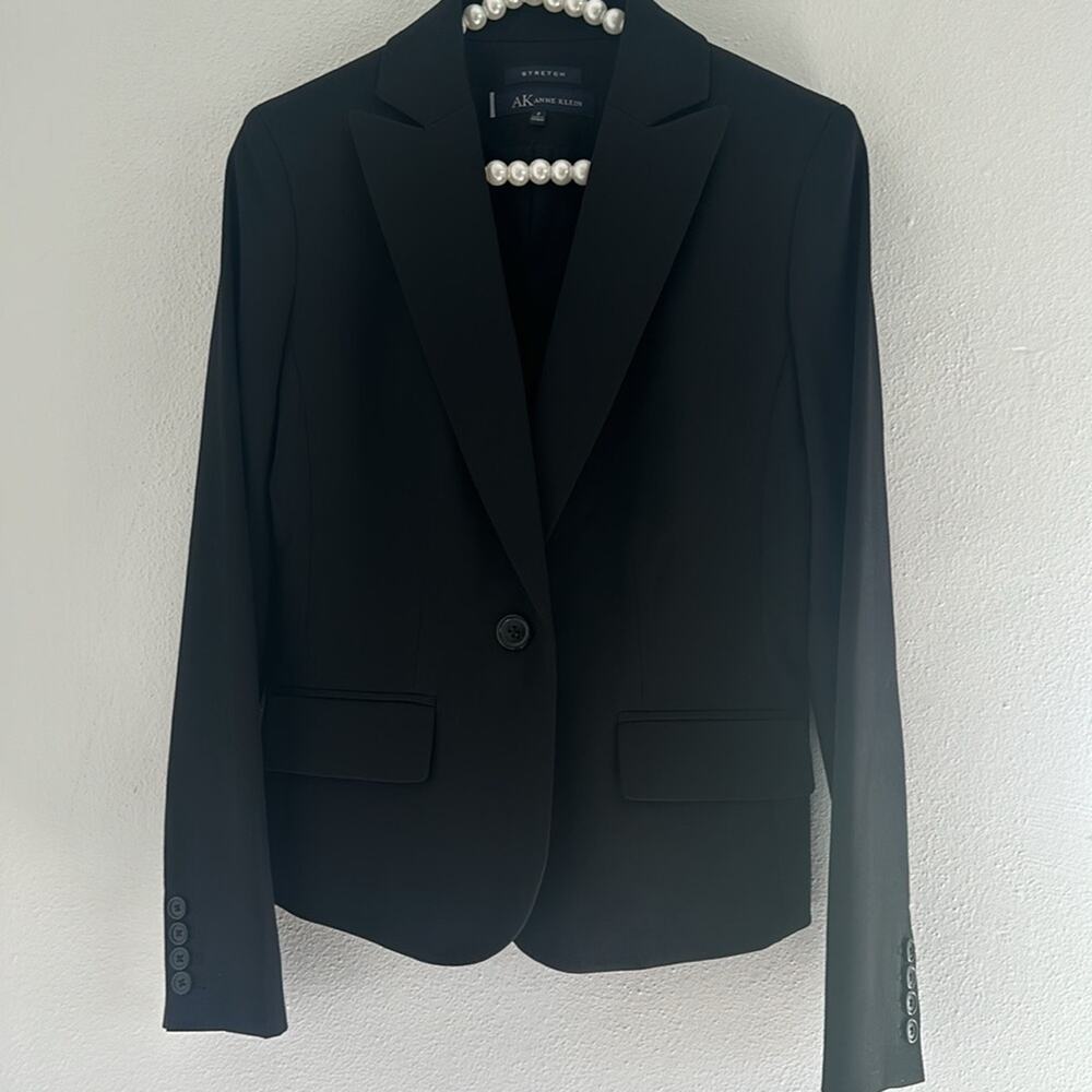 Anne Klein blazer business wear office black Sz 2 strech perfect condition